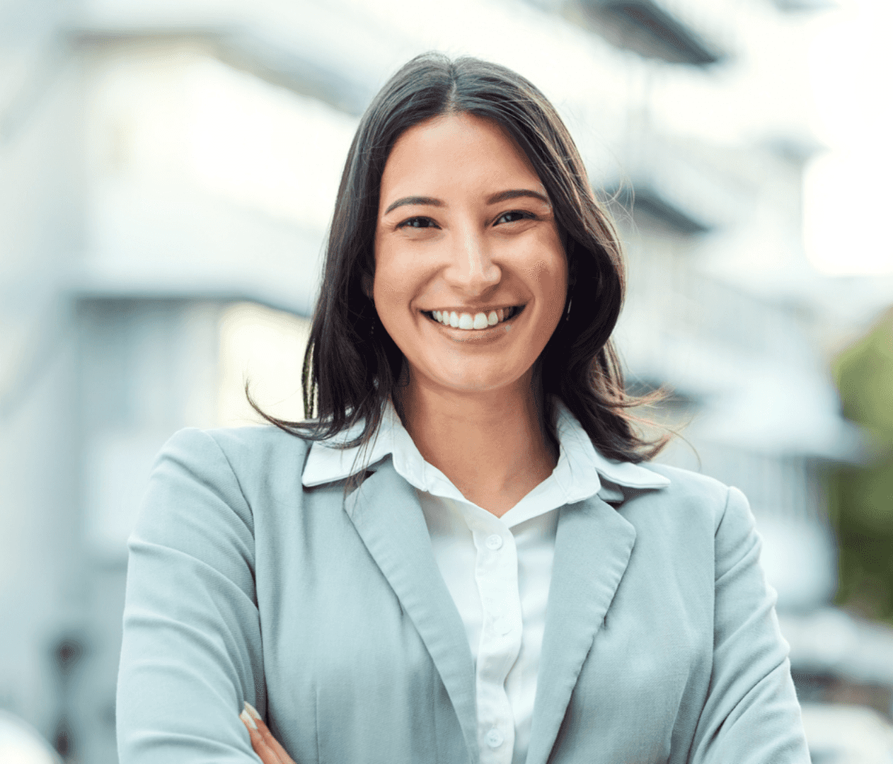 Woman smiling in a suit